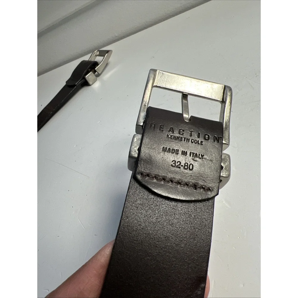Reaction Kenneth Cole Dress Belt Brown  Mens Sz M 32 Y2K Punched Whole